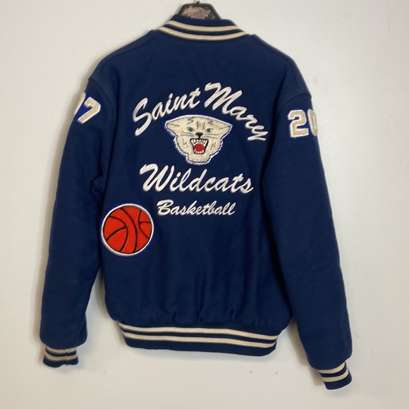 Halloway Varsiy Jacket Blue & White From Saint Mary S Could use A good Cleaning - Picture 2 of 5